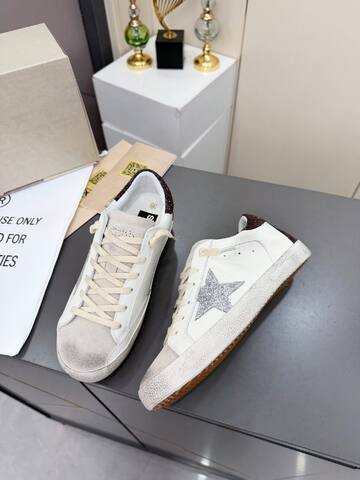 Golden Goose Superstar White Silver Burgundy Off White Skate Shoe (BS-87380)