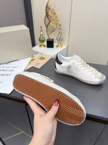 Golden Goose Superstar White Silver Burgundy Off White Skate Shoe (BS-87380)
