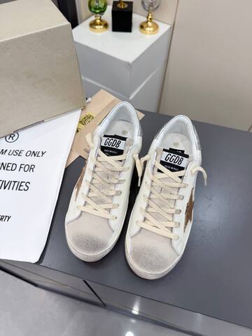 Golden Goose Super-Star White Rose Gold Silver Skate Shoe (BS-87378)