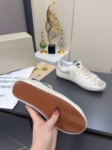 Golden Goose Super-Star White Rose Gold Silver Skate Shoe (BS-87378)