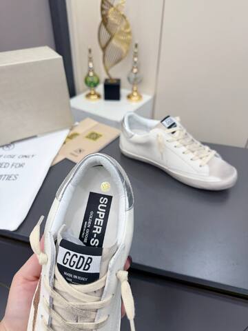 Golden Goose Super-Star White Rose Gold Silver Skate Shoe (BS-87378)