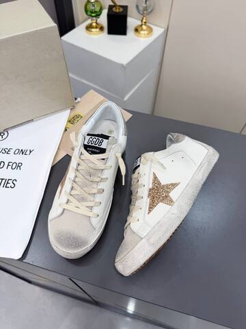 Golden Goose Super-Star White Rose Gold Silver Skate Shoe (BS-87378)