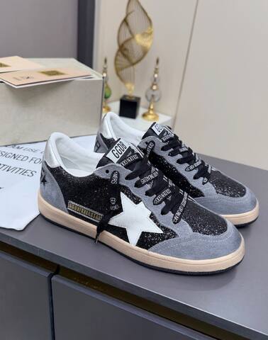 Golden Goose Ballstar Black Grey White Beige Silver Skate Shoe (BS-87354)