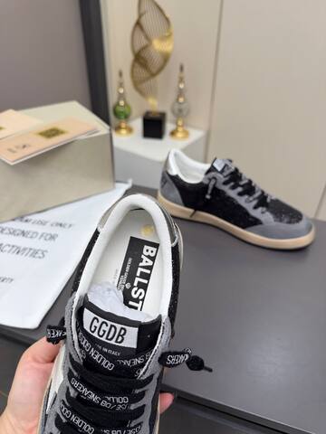 Golden Goose Ballstar Black Grey White Beige Silver Skate Shoe (BS-87354)