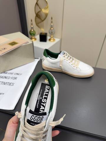 Golden Goose Ball Star White Green Beige Skate Shoe (BS-87356)