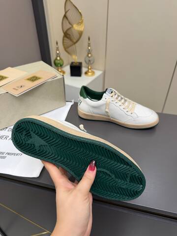 Golden Goose Ball Star White Green Beige Skate Shoe (BS-87356)