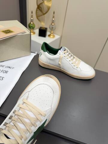 Golden Goose Ball Star White Green Beige Skate Shoe (BS-87356)