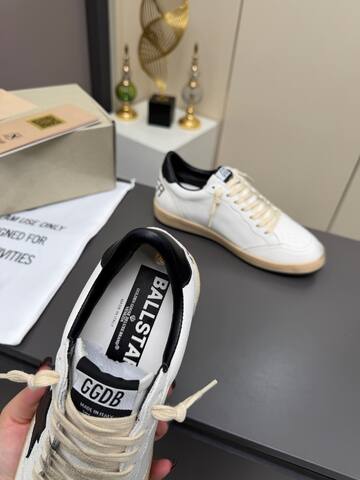 Golden Goose Ball Star White Black Beige Skate Shoe (BS-87355)