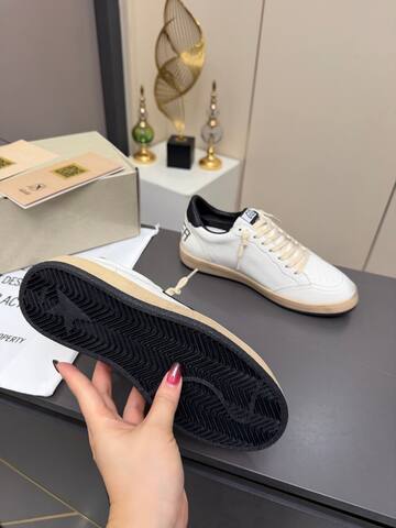 Golden Goose Ball Star White Black Beige Skate Shoe (BS-87355)