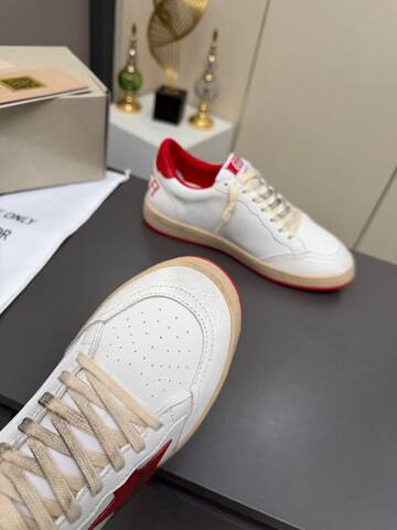 Golden Goose Ball Star White Red Beige Skate Shoe (BS-87358)