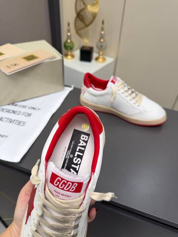 Golden Goose Ball Star White Red Beige Skate Shoe (BS-87358)
