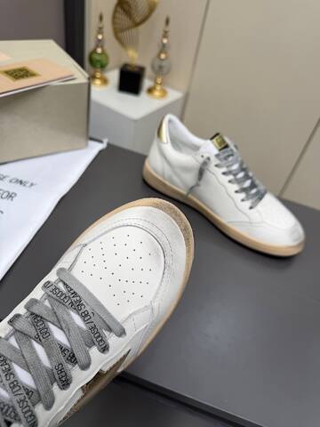 Golden Goose Ball Star White Gold Beige Gray Skate Shoe (BS-87359)