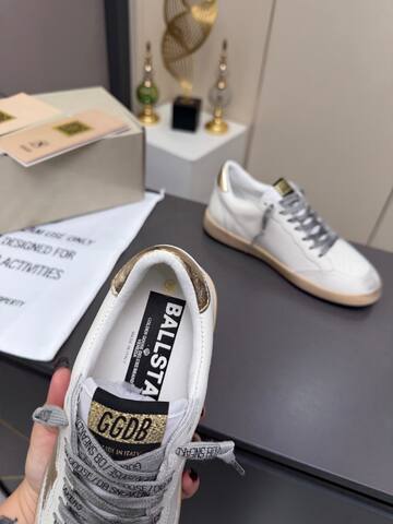 Golden Goose Ball Star White Gold Beige Gray Skate Shoe (BS-87359)
