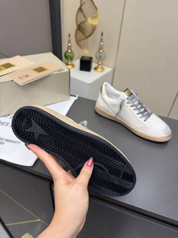 Golden Goose Ball Star White Gold Beige Gray Skate Shoe (BS-87359)