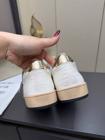 Golden Goose Ball Star White Gold Beige Gray Skate Shoe (BS-87359)