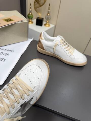Golden Goose Ball Star White Gold Silver Beige Skate Shoe (BS-87360)