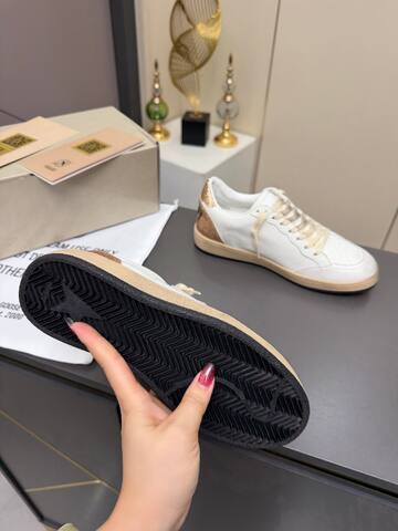 Golden Goose Ball Star White Gold Silver Beige Skate Shoe (BS-87360)