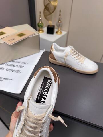 Golden Goose Ball Star White Gold Silver Beige Skate Shoe (BS-87360)