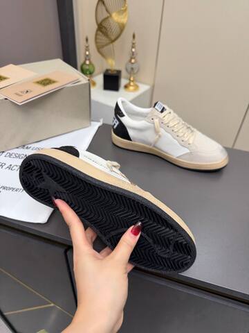 Golden Goose Ball Star White Beige Gold Black Skate Shoe (BS-87361)