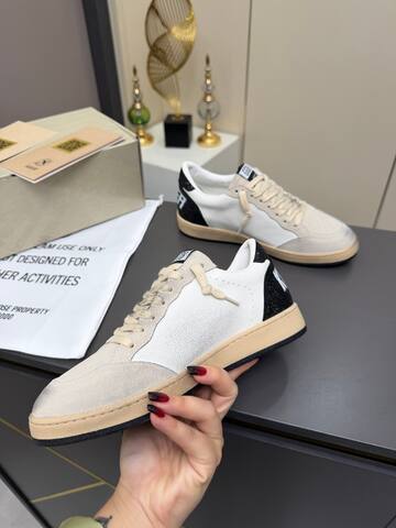 Golden Goose Ball Star White Beige Gold Black Skate Shoe (BS-87361)
