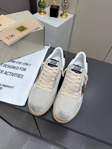Golden Goose Ball Star White Beige Gold Black Skate Shoe (BS-87361)