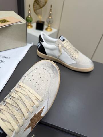Golden Goose Ball Star White Beige Gold Black Skate Shoe (BS-87361)