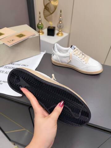 Golden Goose Ball Star White Silver Beige Black Skate Shoe (BS-87362)