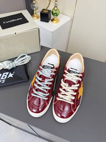 Golden Goose Truestar Burgundy Orange Beige White Light Blue Skate Shoe (BS-87371)