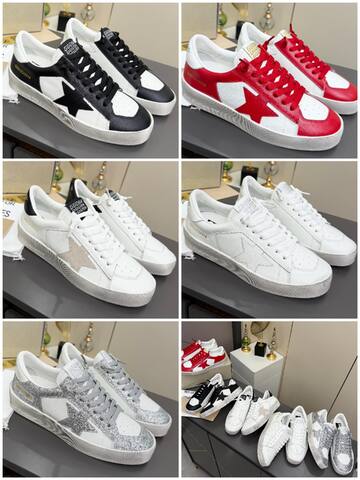 Golden Goose Stardan White Silver Skate Shoe (BS-87375)