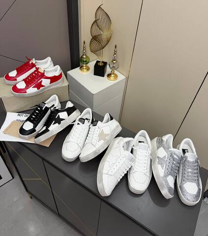 Golden Goose Stardan White Silver Skate Shoe (BS-87375)