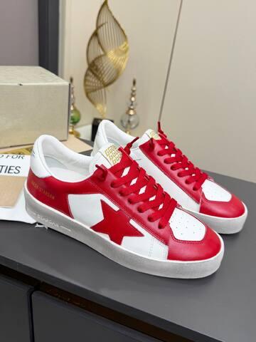 Golden Goose Stardan White Red Off White Gold Skate Shoe (BS-87374)