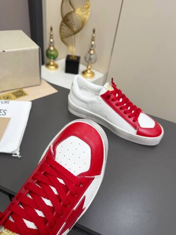 Golden Goose Stardan White Red Off White Gold Skate Shoe (BS-87374)