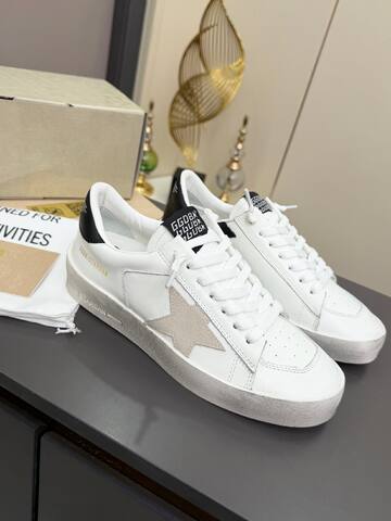 Golden Goose Stardan White Beige Black Skate Shoe (BS-87376)