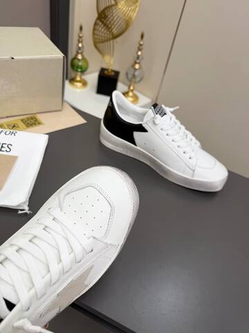 Golden Goose Stardan White Beige Black Skate Shoe (BS-87376)