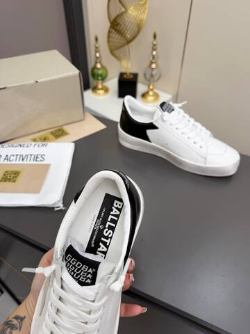 Golden Goose Stardan White Beige Black Skate Shoe (BS-87376)