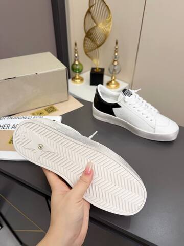 Golden Goose Stardan White Beige Black Skate Shoe (BS-87376)