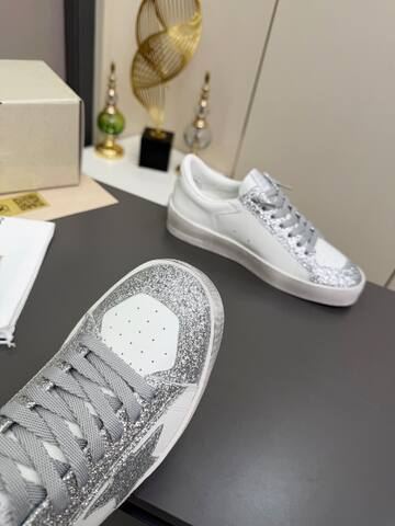 Golden Goose Stardan White Silver Skate Shoe (BS-87375)