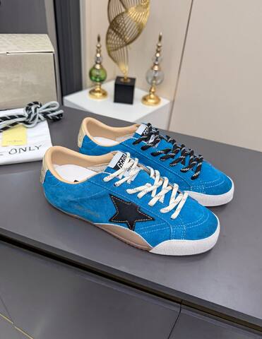 Golden Goose True Star Blue Black Beige White Gold Skate Shoe (BS-87353)