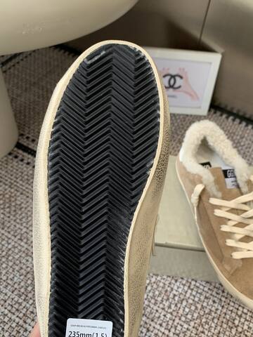 Golden Goose Super Star Shearling Lined Beige White Cream Off White Skate Shoe (BS-87446)