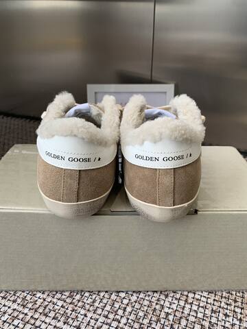 Golden Goose Super Star Shearling Lined Beige White Cream Off White Skate Shoe (BS-87446)