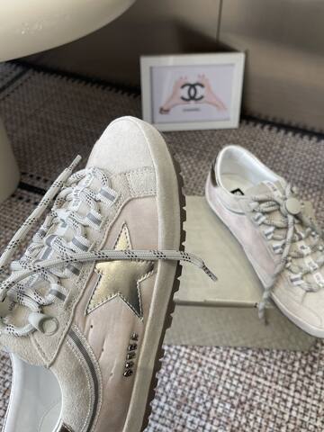 Golden Goose 5 Star Off White Light Beige Silver Sneaker (BS-87450)