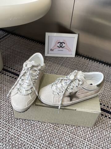 Golden Goose 5 Star Off White Light Beige Silver Sneaker (BS-87450)