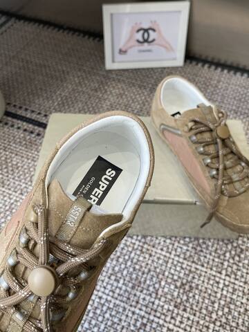 Golden Goose GGDB Golden Goose New Khaki Light Brown Silver White Sneaker (BS-87449)