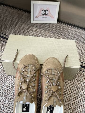 Golden Goose GGDB Golden Goose New Khaki Light Brown Silver White Sneaker (BS-87449)