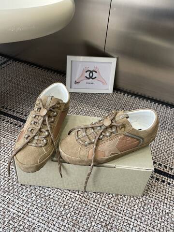 Golden Goose GGDB Golden Goose New Khaki Light Brown Silver White Sneaker (BS-87449)