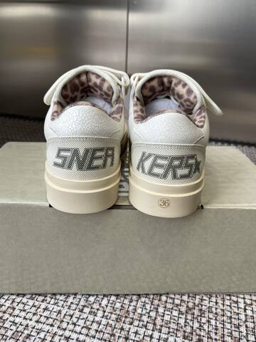 Golden Goose GGDB Golden Goose New White Cream Beige Leopard Skate Shoe (BS-87448)