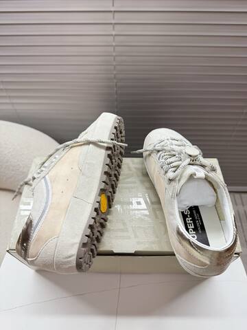 Golden Goose GGDB Golden Goose Off White Beige Silver Skate Shoe (BS-87397)