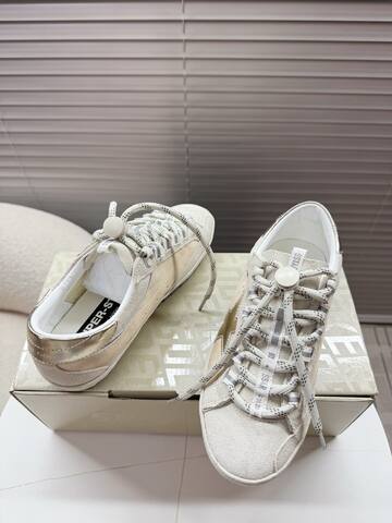 Golden Goose GGDB Golden Goose Off White Beige Silver Skate Shoe (BS-87397)
