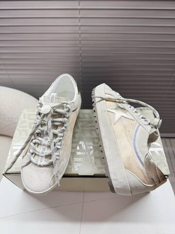 Golden Goose GGDB Golden Goose Off White Beige Silver Skate Shoe (BS-87397)