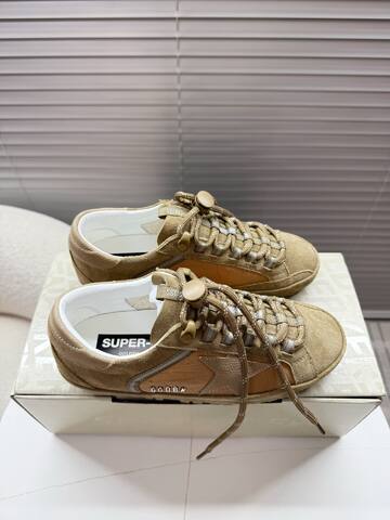 Golden Goose Super Star Khaki Tan White Grey Sneaker (BS-87396)